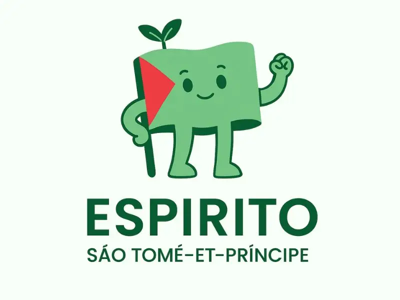 Illustration d’un partenaire local à São Tomé-et-Principe, debout dans une ambiance végétale stylisée, avec carte africaine en fond.
